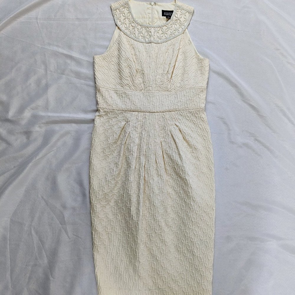 Adrianna Papell Neutral Elegant Beaded Cocktail Dress Size 8